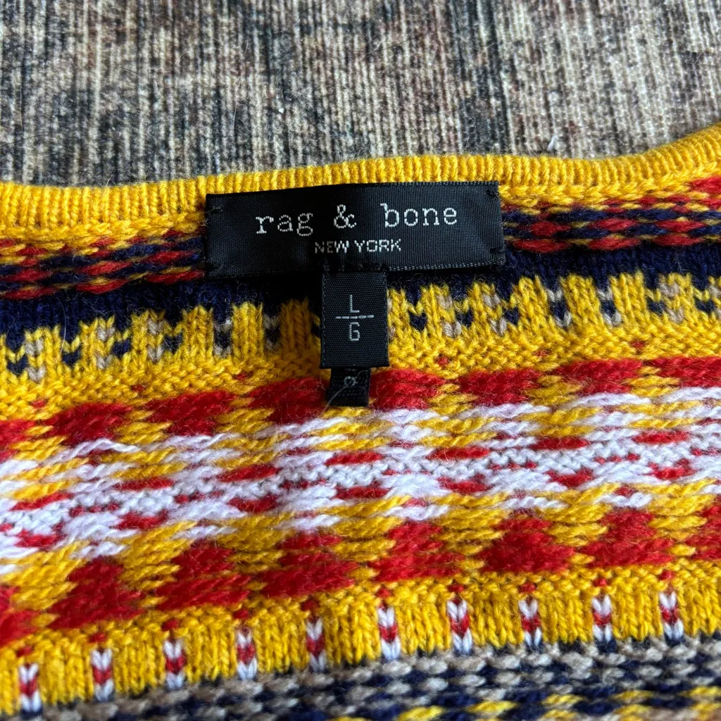Rag & Bone Willow Fair Isle Yellow Wool Camisole Size L - Image 7