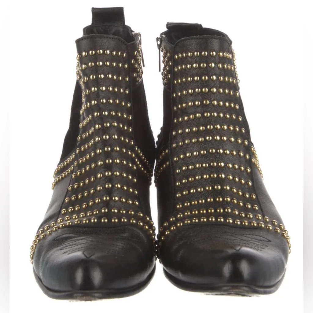 Anine Bing Charlie Studded Ankle Boots Western Gold Accents Booties EU37 - Image 4