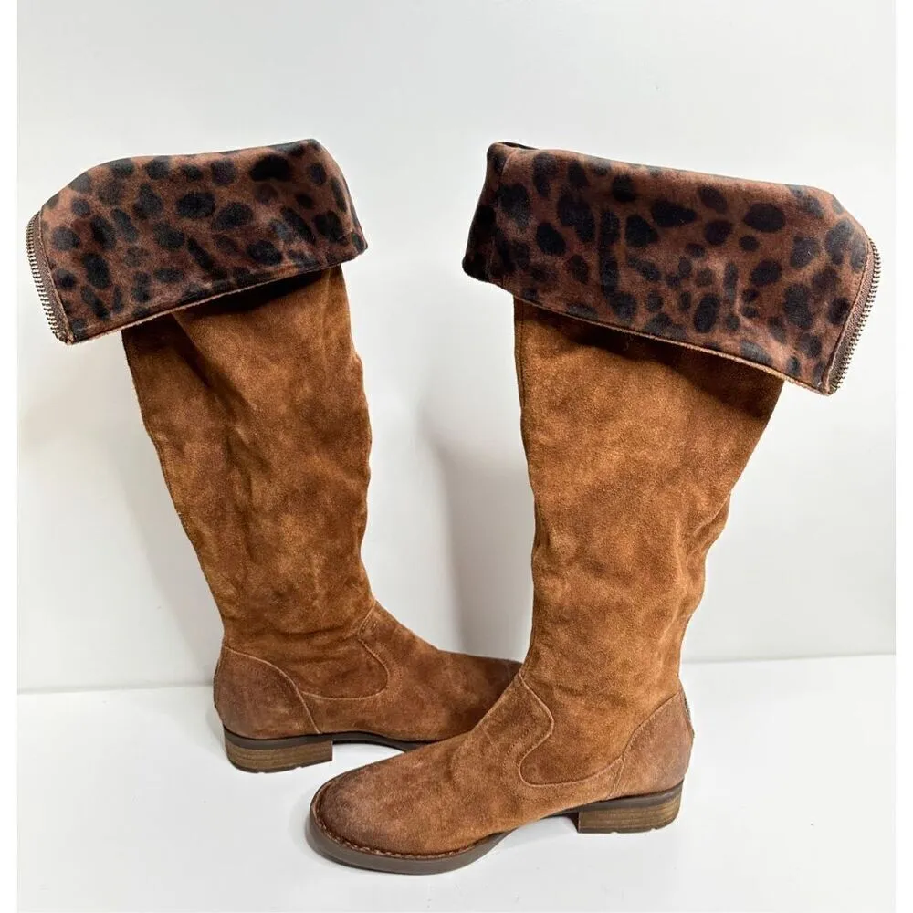 Born Boots Size 5.5 Borman Distressed Brown Suede Leather Tall‎ Back Zip Boot Brown - Image 2