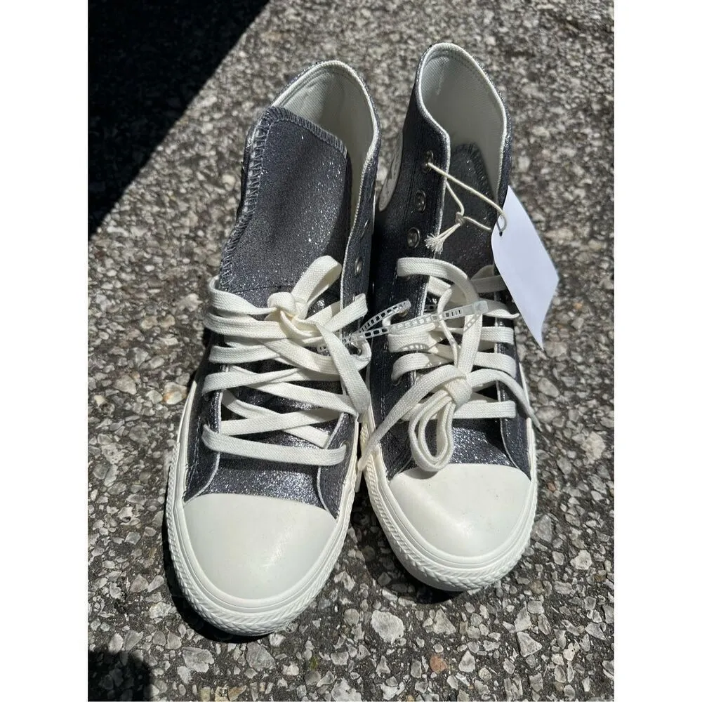 Converse Chuck Taylor High Top All Star Glitter Sneakers 'Gun Metal' - A07948C - Image 7