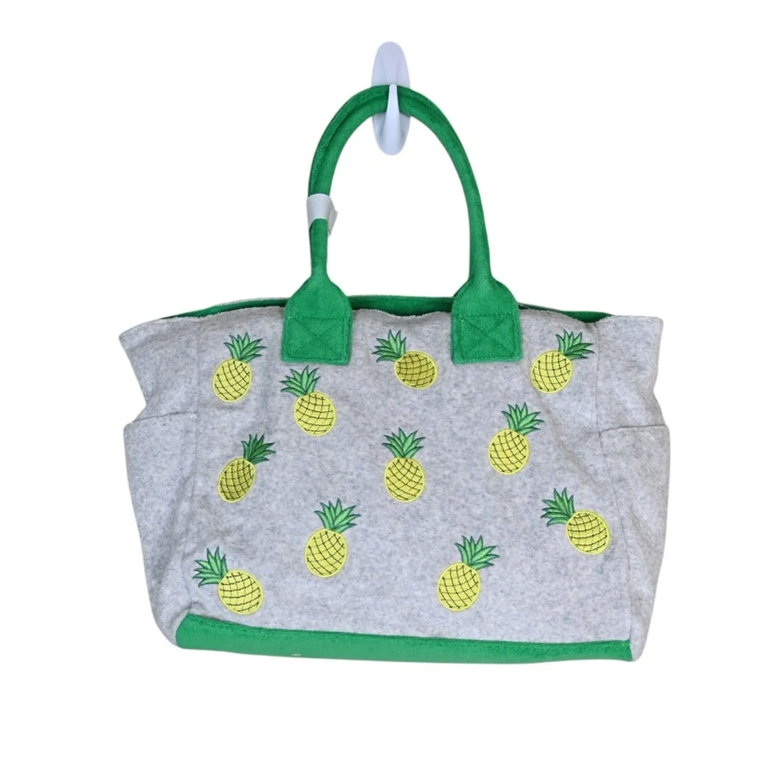 Wildfox Pineapple Embroidered Tote Bag Green and Gray NEW - Image 2