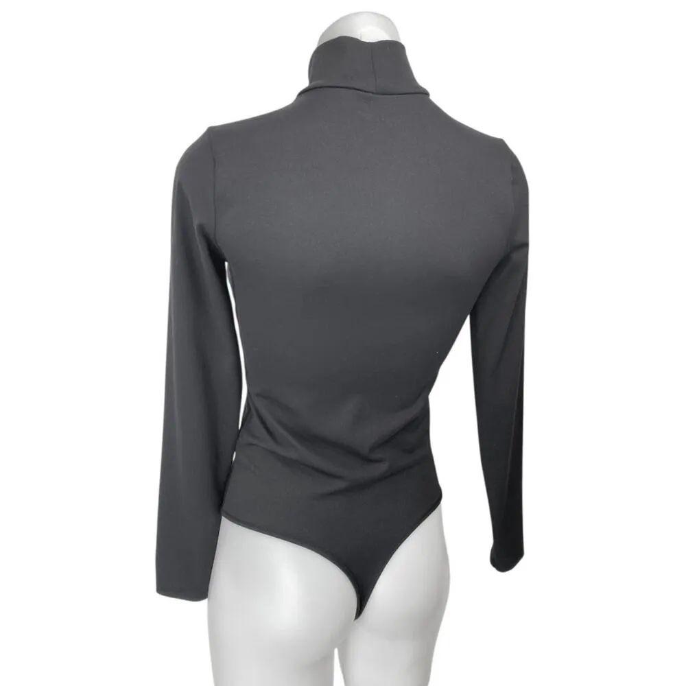 Abercrombie & Fitch Black Long Sleeve Turtleneck Stretch Bodysuit Top Size S - Image 2