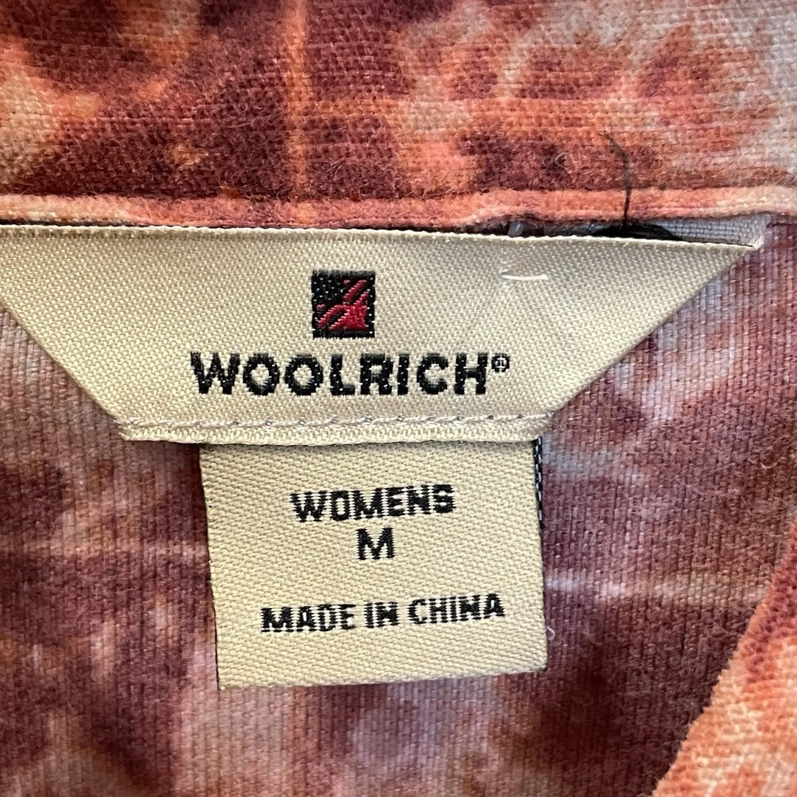 Woolrich Womens M Shirt Rust Leaf Print Micro Wale Corduroy Button Front Cotton‎ - Image 5