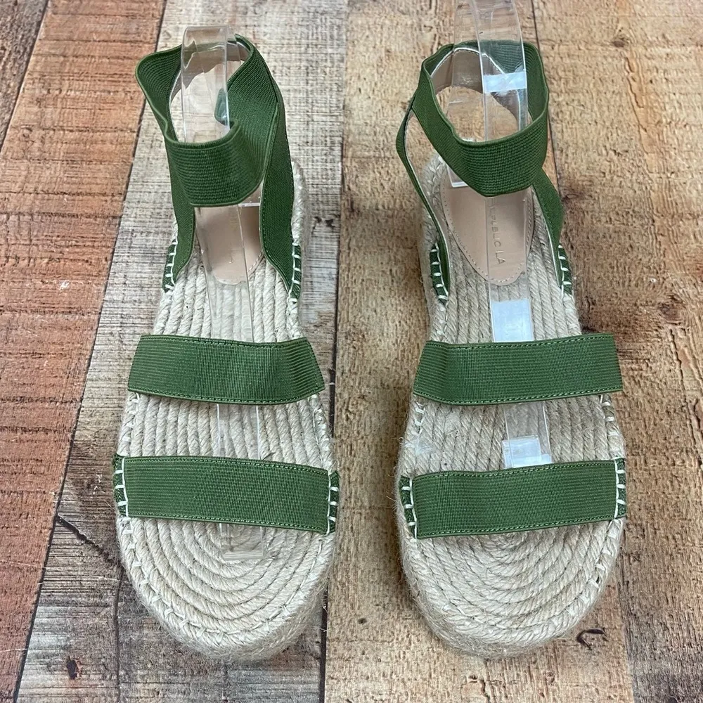 Shoe Republic LA Size 9 Wedge Espadrilles Olive Green Boho Platform Vacation - Image 3