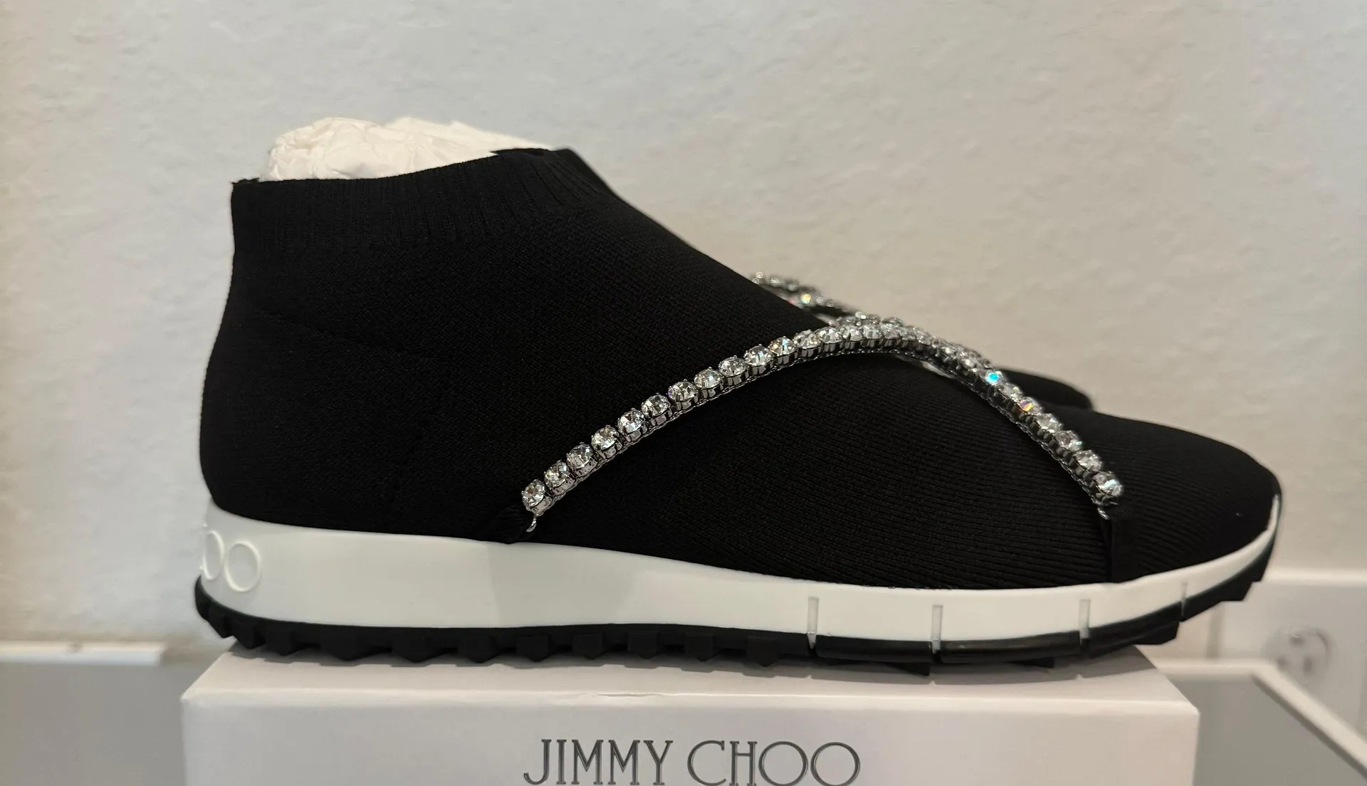 Torri Verona Knit Trainers With Crystal Chain Black Size 39 NIB - Image 6