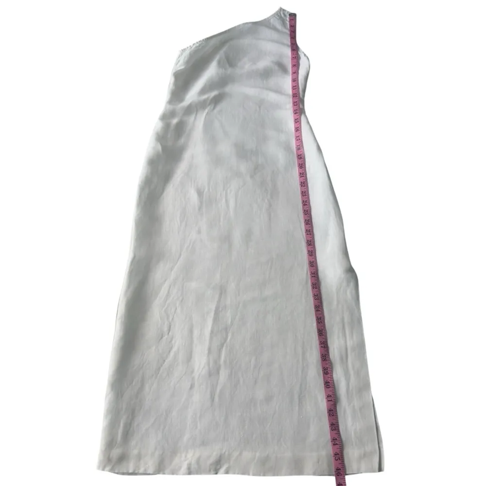 Madewell One Shoulder Unlined Side Slit Linen Blend Body-Skimming Dress Size 00 - Image 4