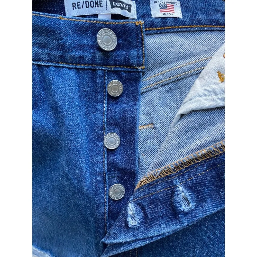 $295 NWT RE/DONE x LEVI'S HIGH RISE INDIGO SHORTS SZ 25 - Image 13