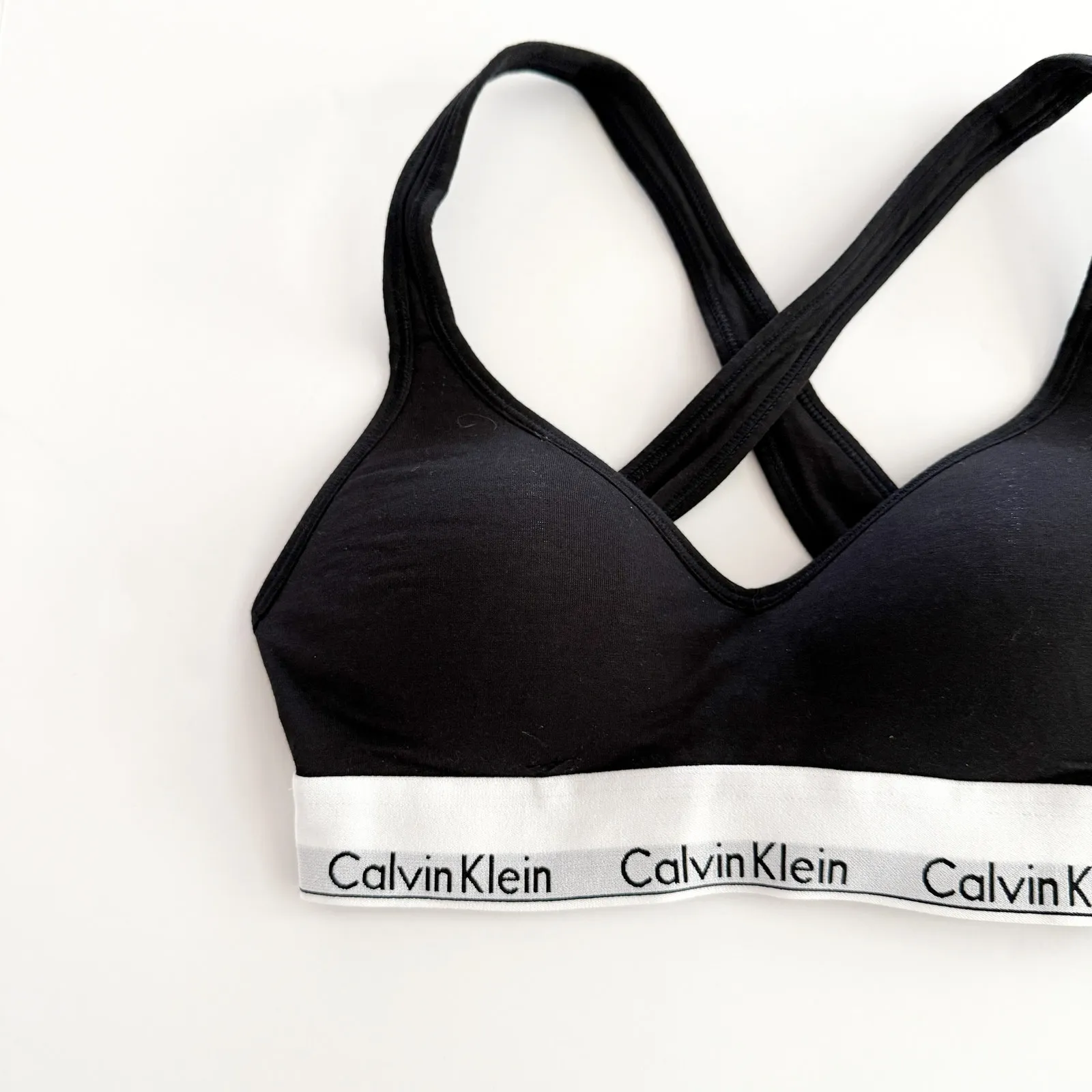 [Calvin Klein] Black White Logo Band Modern Cotton Lift Bralette NWT Sz Small S - Image 3