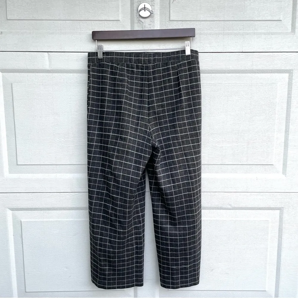 J Jill Womens Pants Gray Pink Plaid Ponte Full Leg Crop Pull On Stretch Medium - Image 4