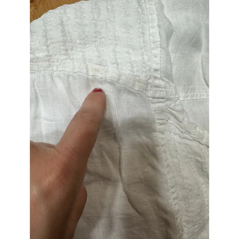 Flax 100% Linen White Lagenlook Cottagecore Top Women Petite Pocket Beachy Sheer - Image 9