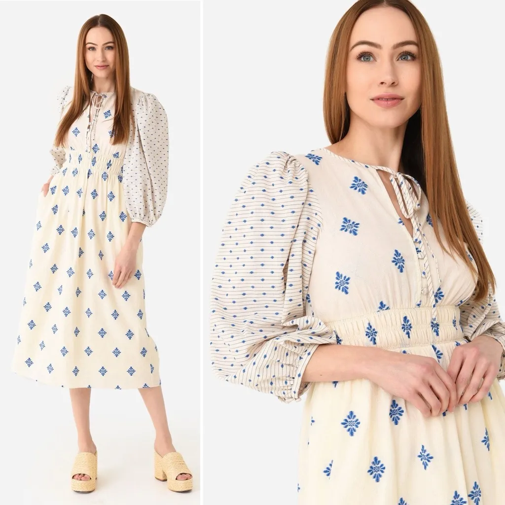 Hunter Bell “Clementine” Blue Medallion Midi Dress Size Medium - Image 10