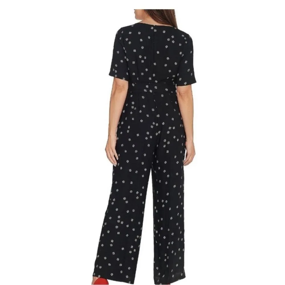 VINCE CAMUTO Elbow Sleeve Ditsy Re-set Belted Jumpsuit RICH BLACK sz 18W - Image 2