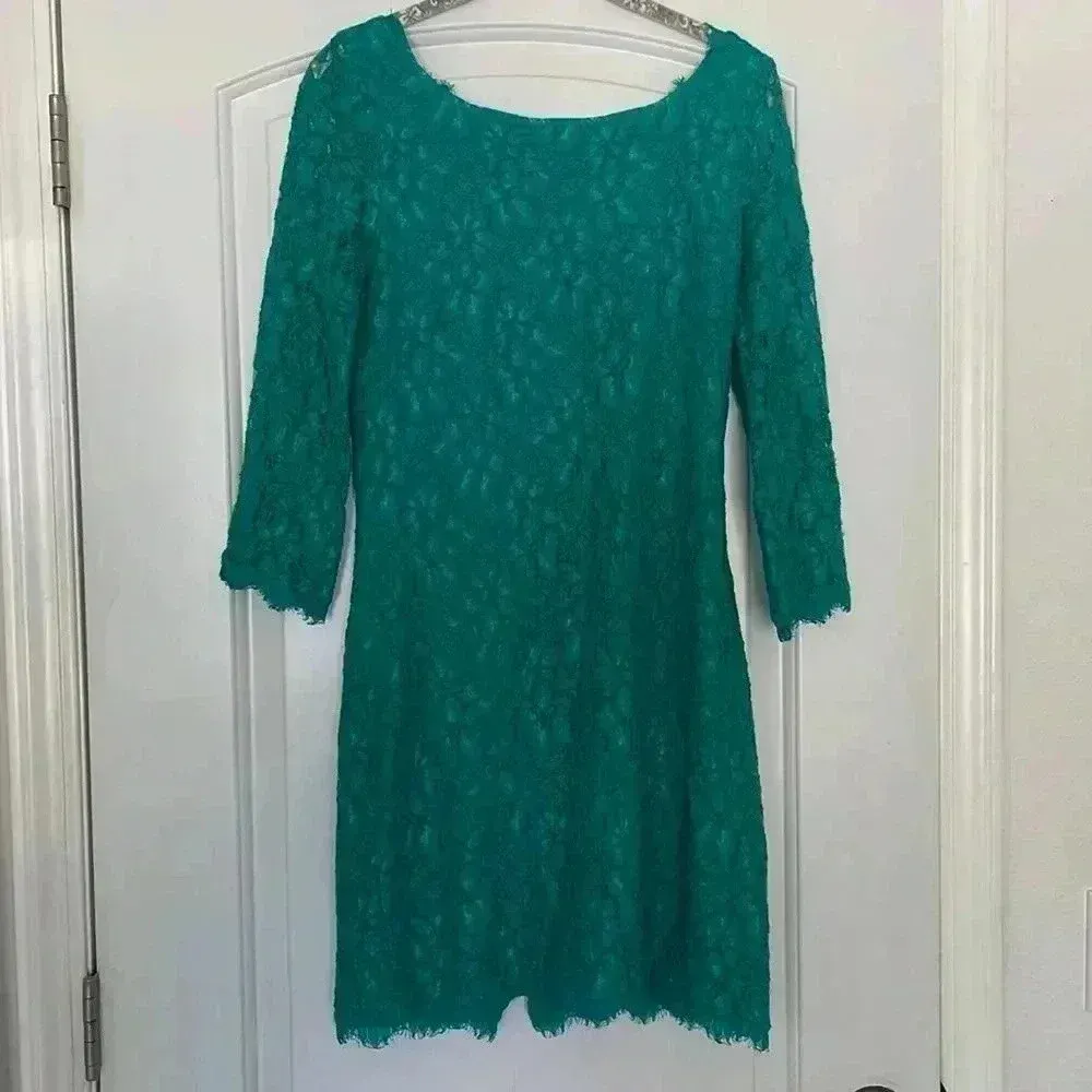 DIANE VON FURSTENBERG Zarita Lace Dress in Parakeet Green Sz 8 - Image 6