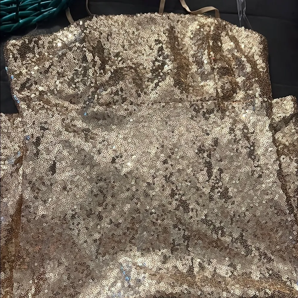 Gold Sequin Spaghetti Strap Dress - Image 4