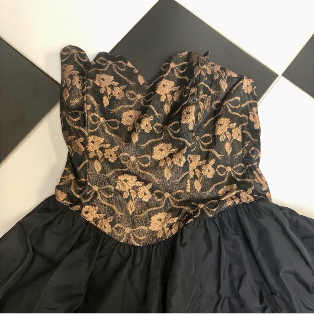 80s Vintage 80s 90s Gunne Sax Metallic Bustier Prom/Party Poofy Dress Jrs sz 13 - Image 3