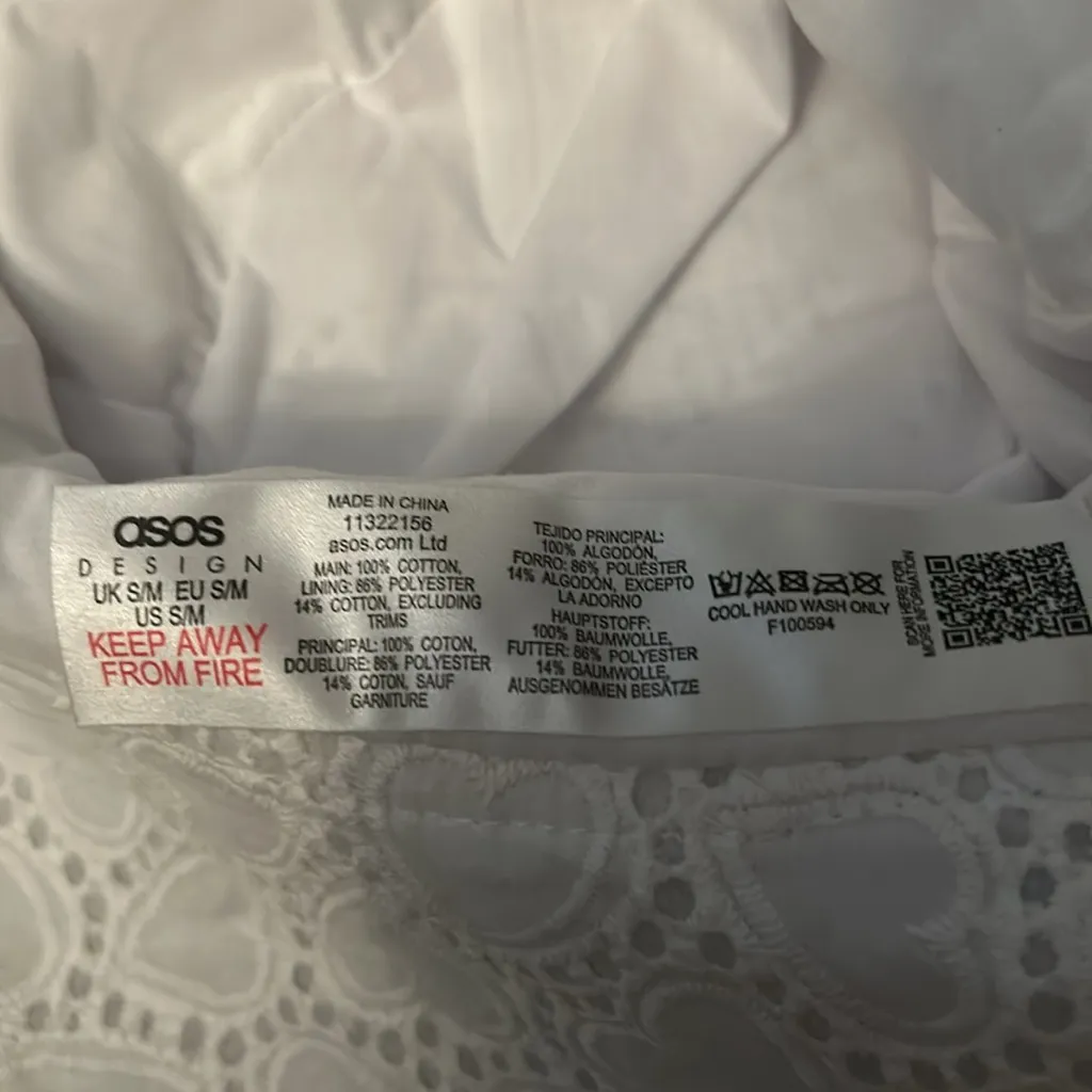 ASOS DESIGN Broderie Fisherman Bucket Hat White S/M Heart Embroidery Twee Casual - Image 8