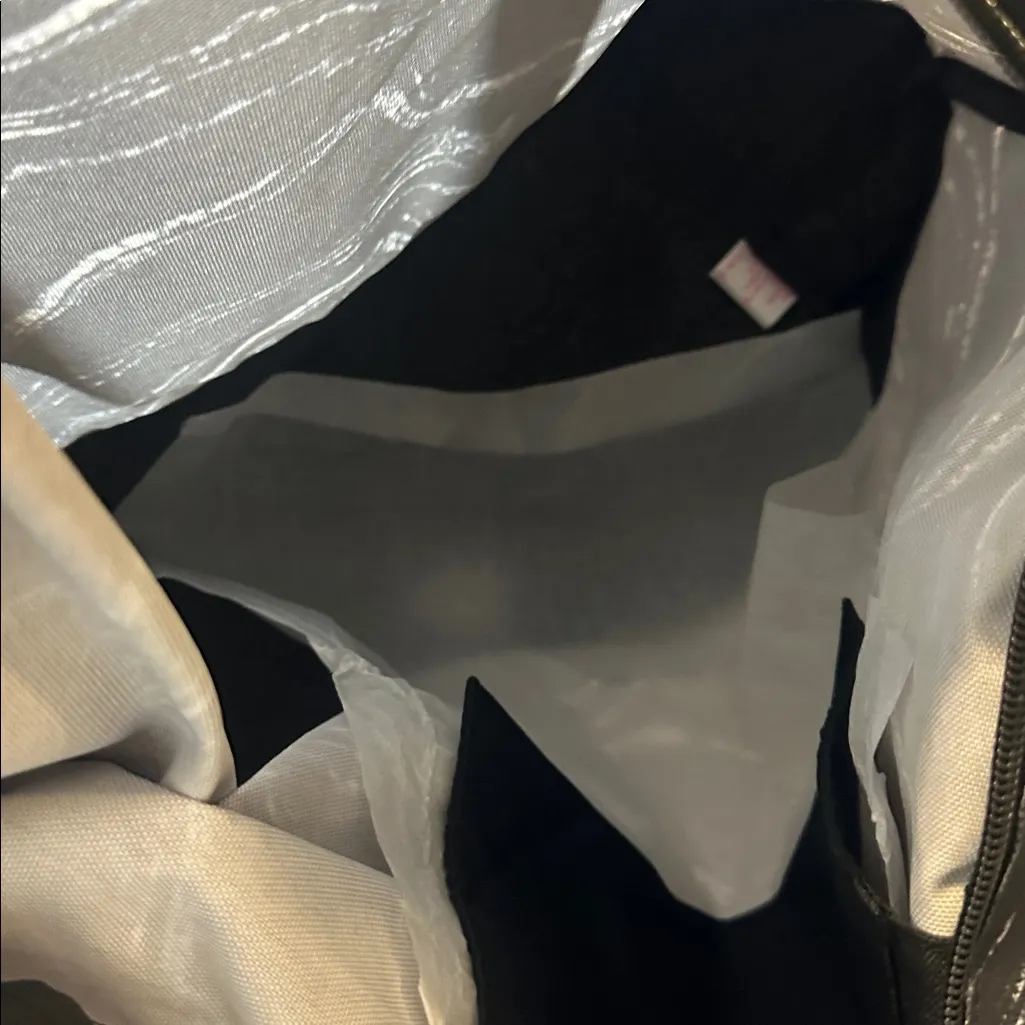 VS PINK Pure Black White Marble Weekender Bag Zipper Closure Travel Tote‎ XL NEW - Image 6