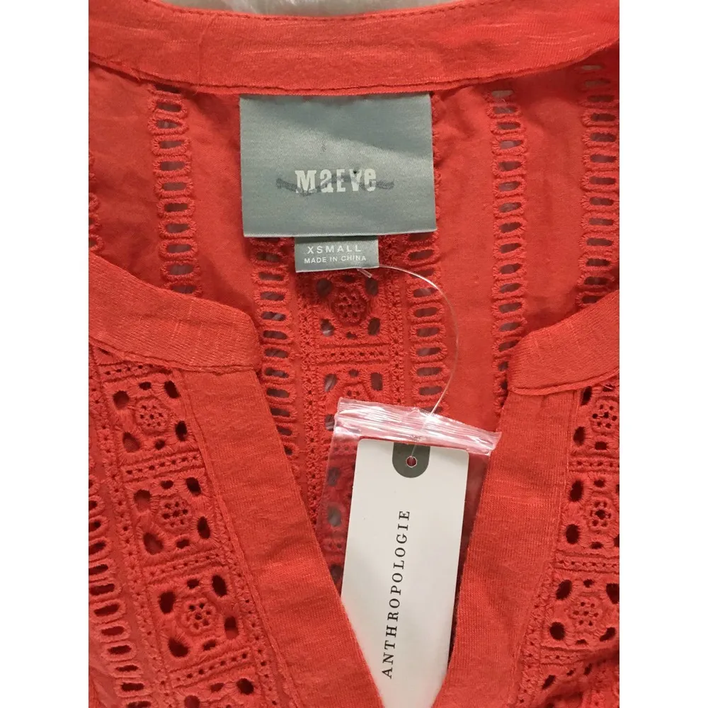 nwt anthro anthropologie maeve eyelet ruffle sleeve sleeveless blouse size XS - Image 2