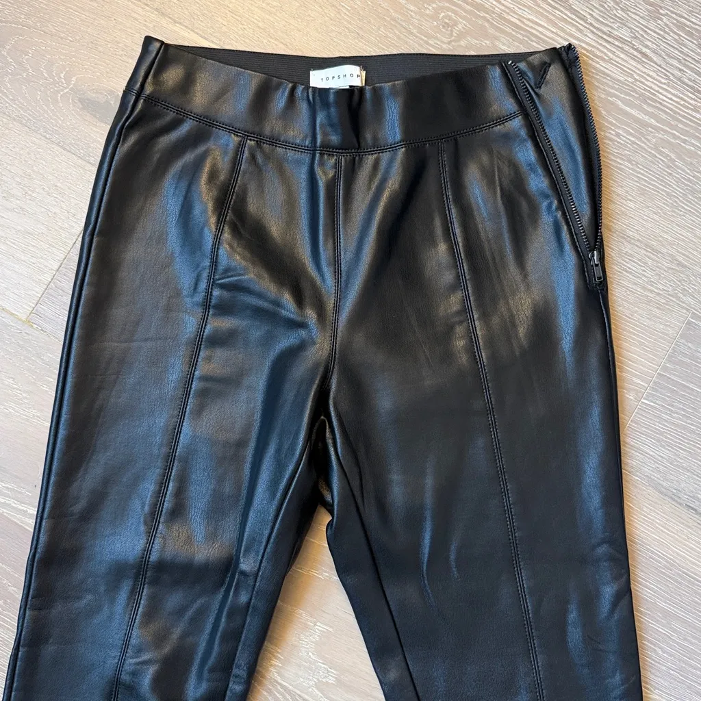 Topshop Faux Leather Skinny Pants (Petite) - Image 4