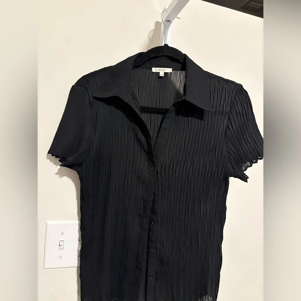 NICOLA Elegant Black Textured Blazer Size L - Image 2