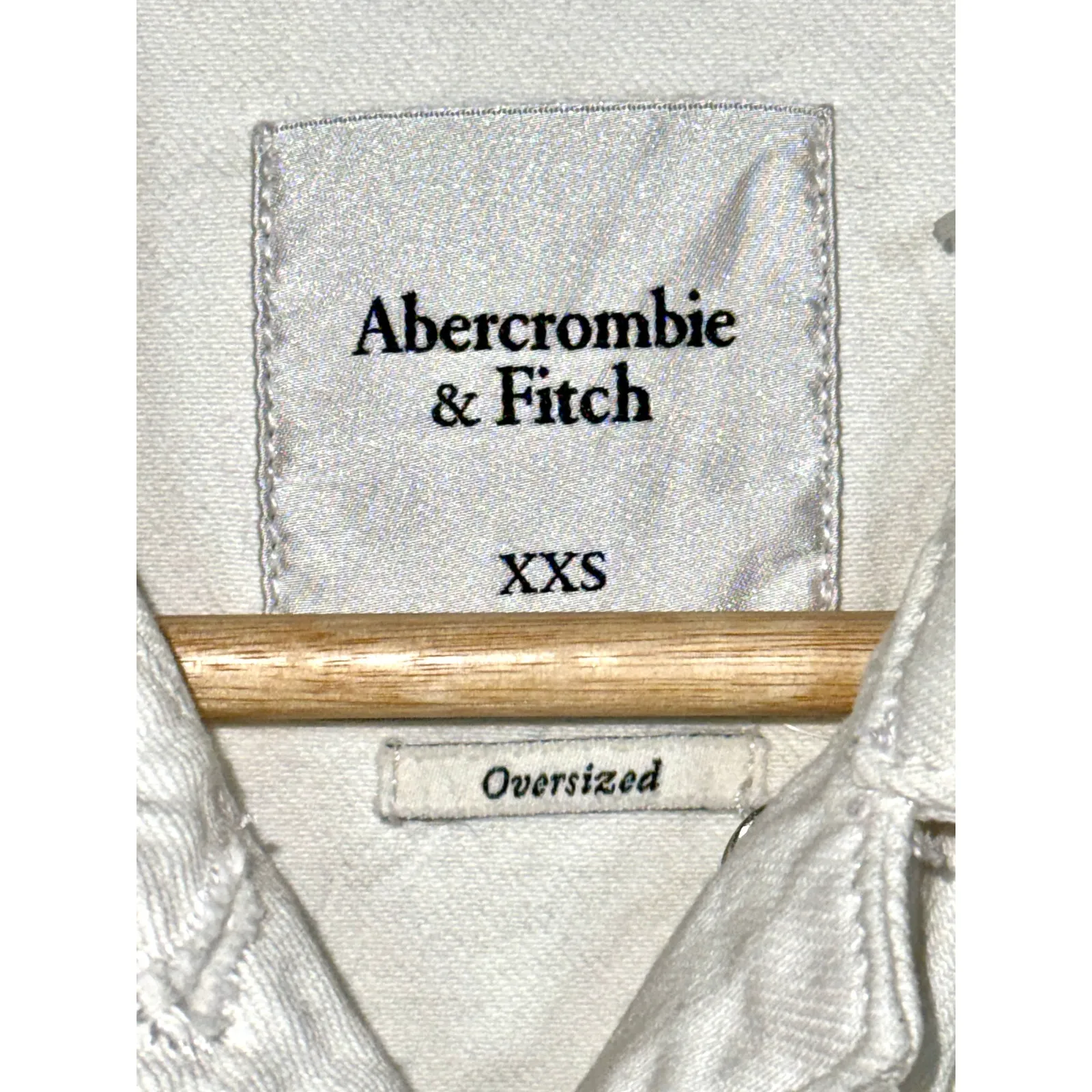 Abercrombie & Fitch Oversized White Denim Cotton Jean Jacket Coat Womens XXS 2XS - Image 3
