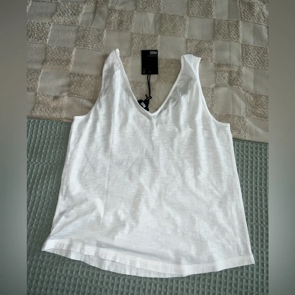 NWT PAIGE Rylan double V-neck tank with knot straps in white cotton/modal jersey - Image 6