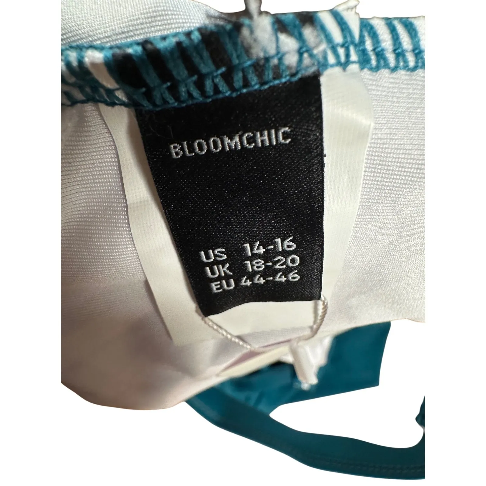 Bloomchic‎ Teal Tankini Top Swimsuit Plus Size 14/16 Adjustable Straps Green - Image 6