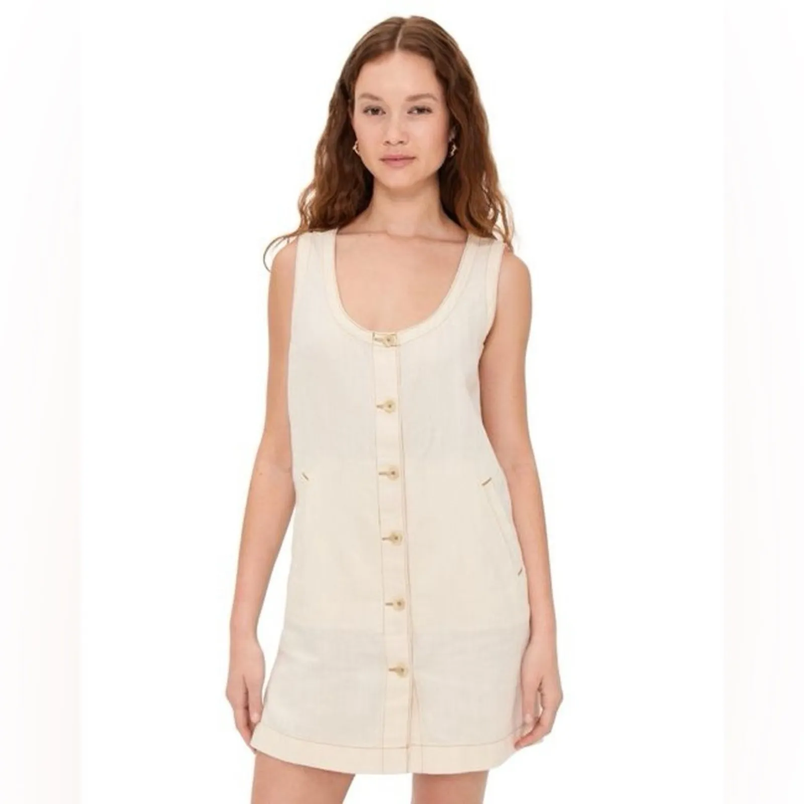 Faherty Linen Denim Malibu Mini Dress - Whitecliff Wash S - Image 4