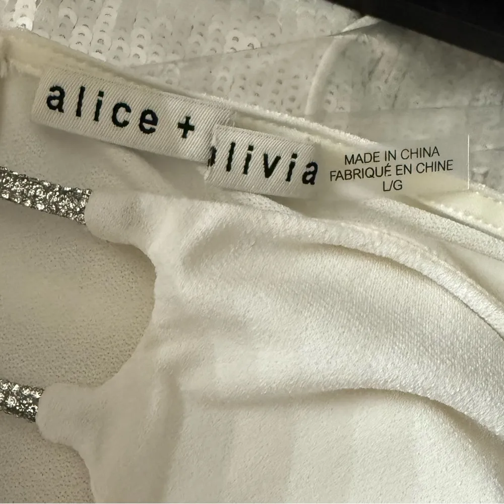 Alice + Olivia Kalena Cut-Out Bodysuit Ecru Women’s Sz L - Image 7