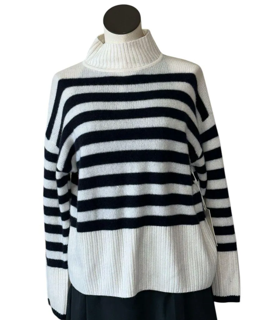 NWT JOIE 100% Cashmere Striped Mock Neck Long Sleeve Sweater Pullover Jumper - Image 5