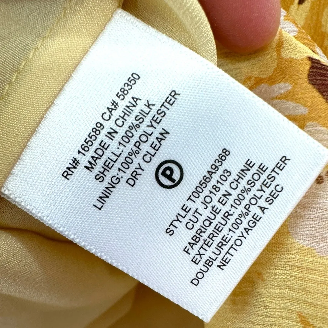 NWT Joie Brigitta Silk Floral Blouse Amber Gold Multi Long Sleeve Size L - Image 9