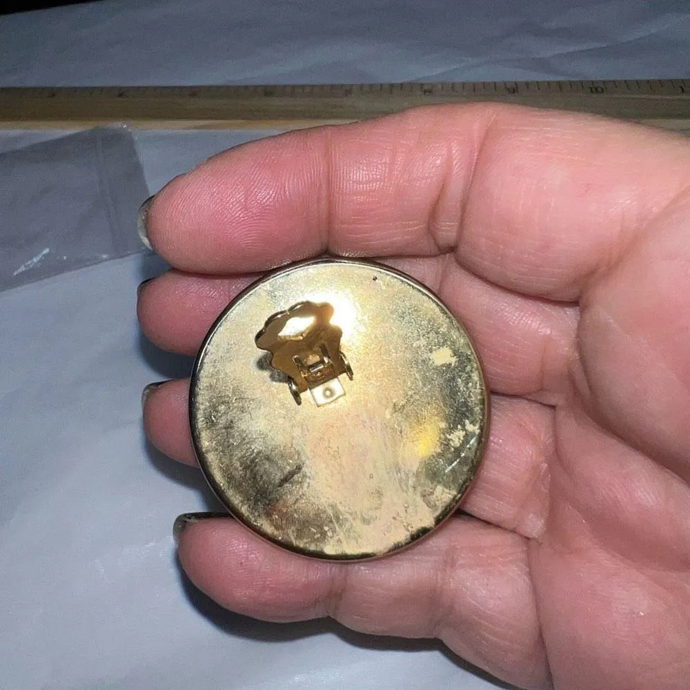 Vintage Material Covered Button Clip Earrings Blue - Image 6