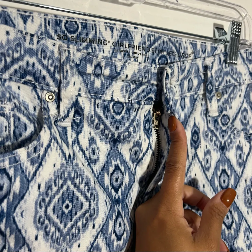 Chico's So Slimming‎ Diamond-Print Girlfriend Crops Size 8 Chico's Size 1 - Image 9