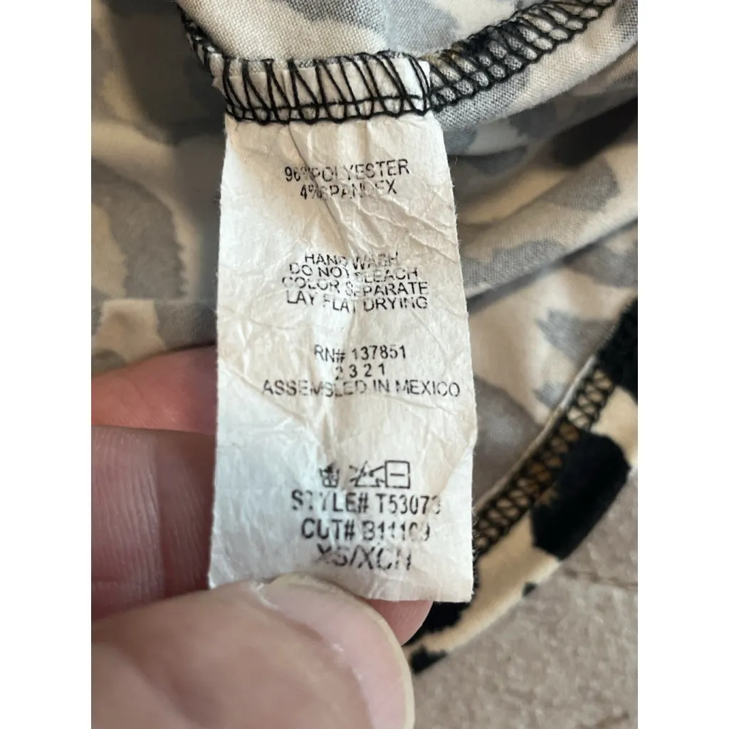 Gaze Leopard Print Top Womens XS High Neck Lightweight Layering Neutral Boho Brown - Image 5