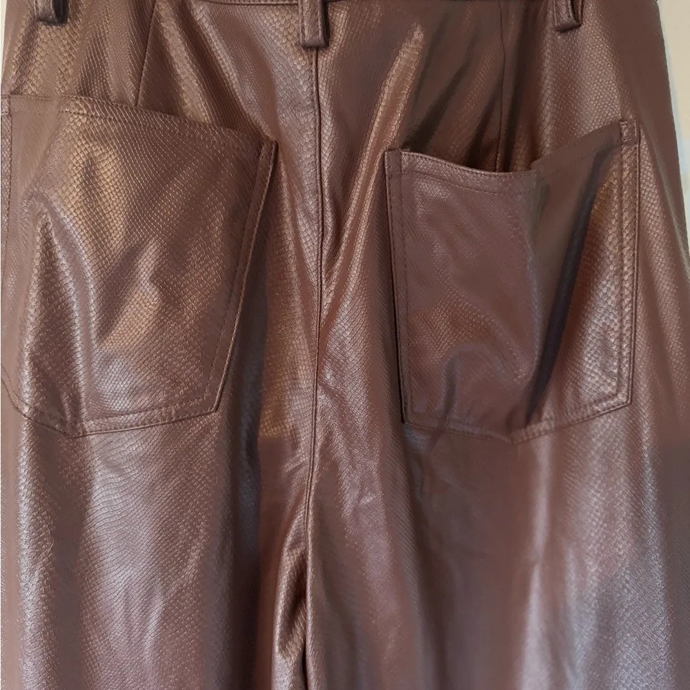 Danielle Bernstein WeWoreWhat Croc‎ Ankle Flare Brown FauxLeather Pant Size27/4 - Image 9