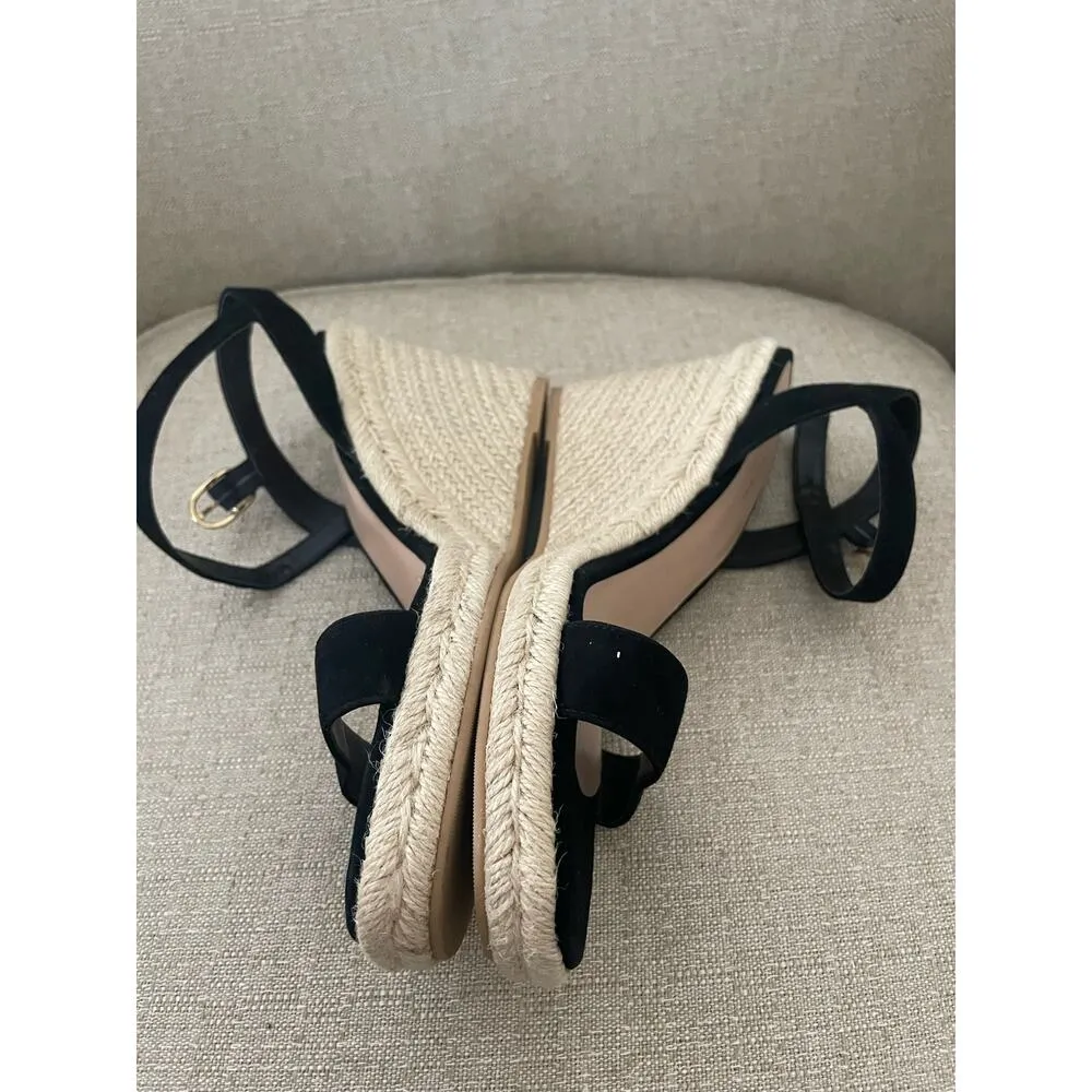 Stuart Weitzman Teddi Espadrille Women's 10.5 Black Suede Ankle Strap
,  S53 - Image 10