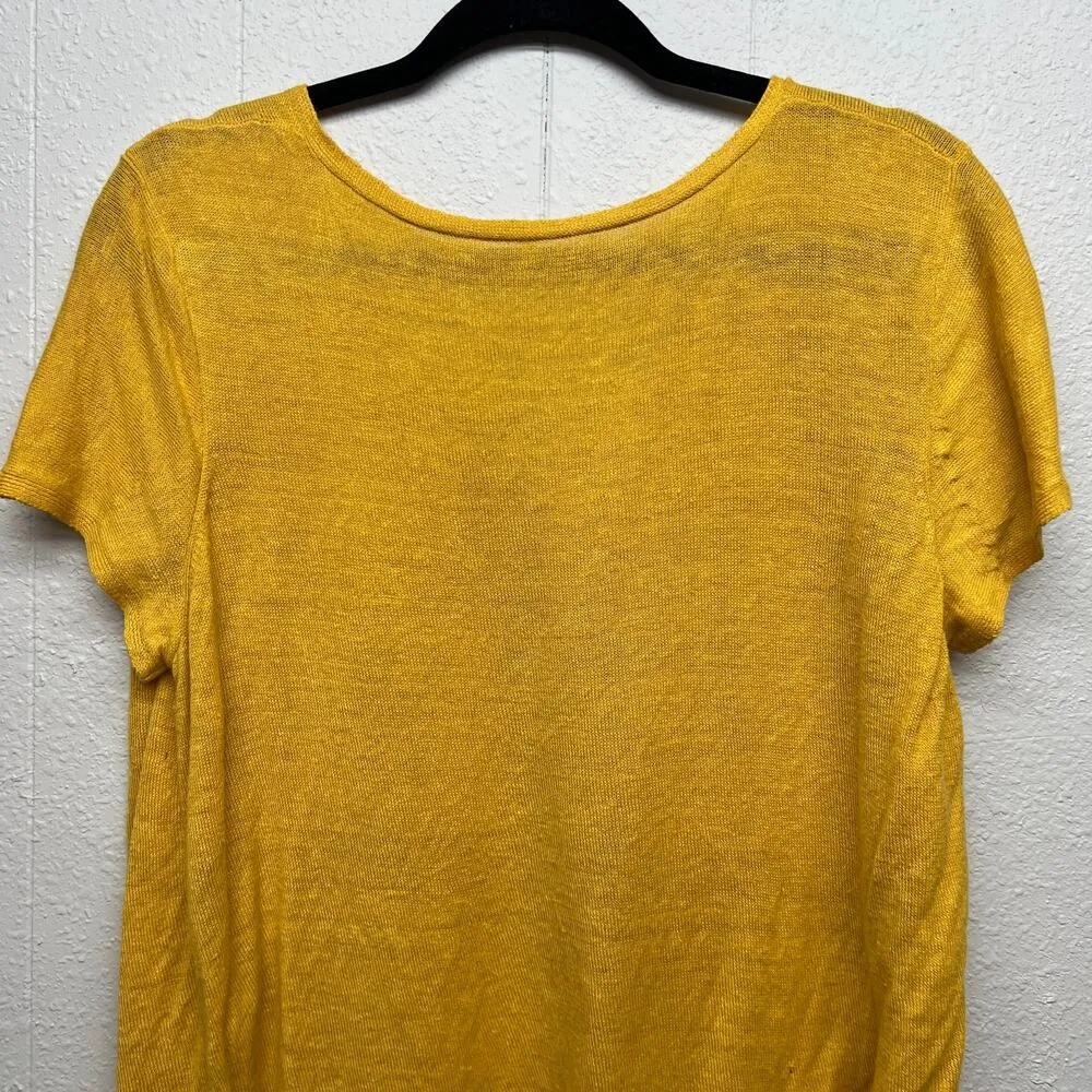 Womens Mustard Coastal Beach Feminine Chic Academia Womens Knit Sweater Medium - Image 5