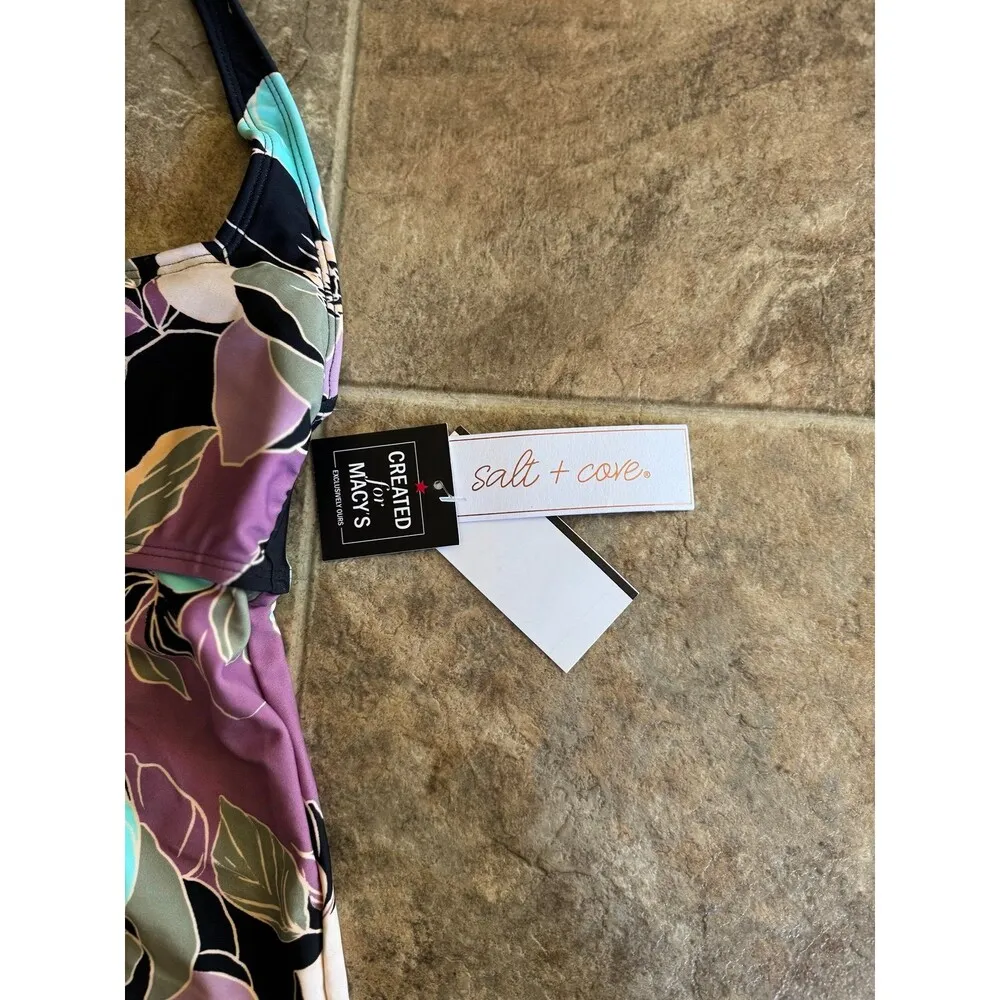 Salt + Cove Swim Midnight Bloom V-Wire Tankini Top Size Small - Image 9