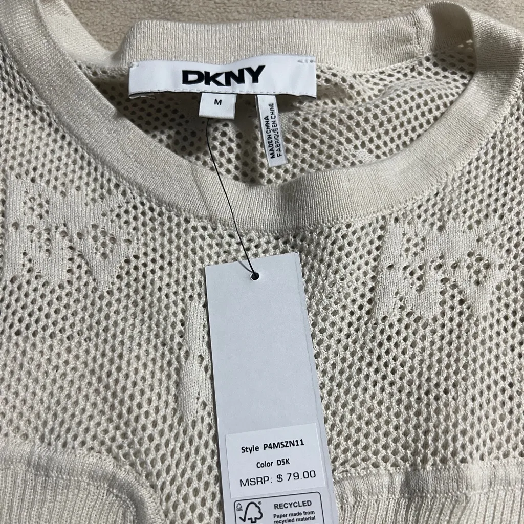 DKNY Women's Ivory Knit Sweater - Image 3