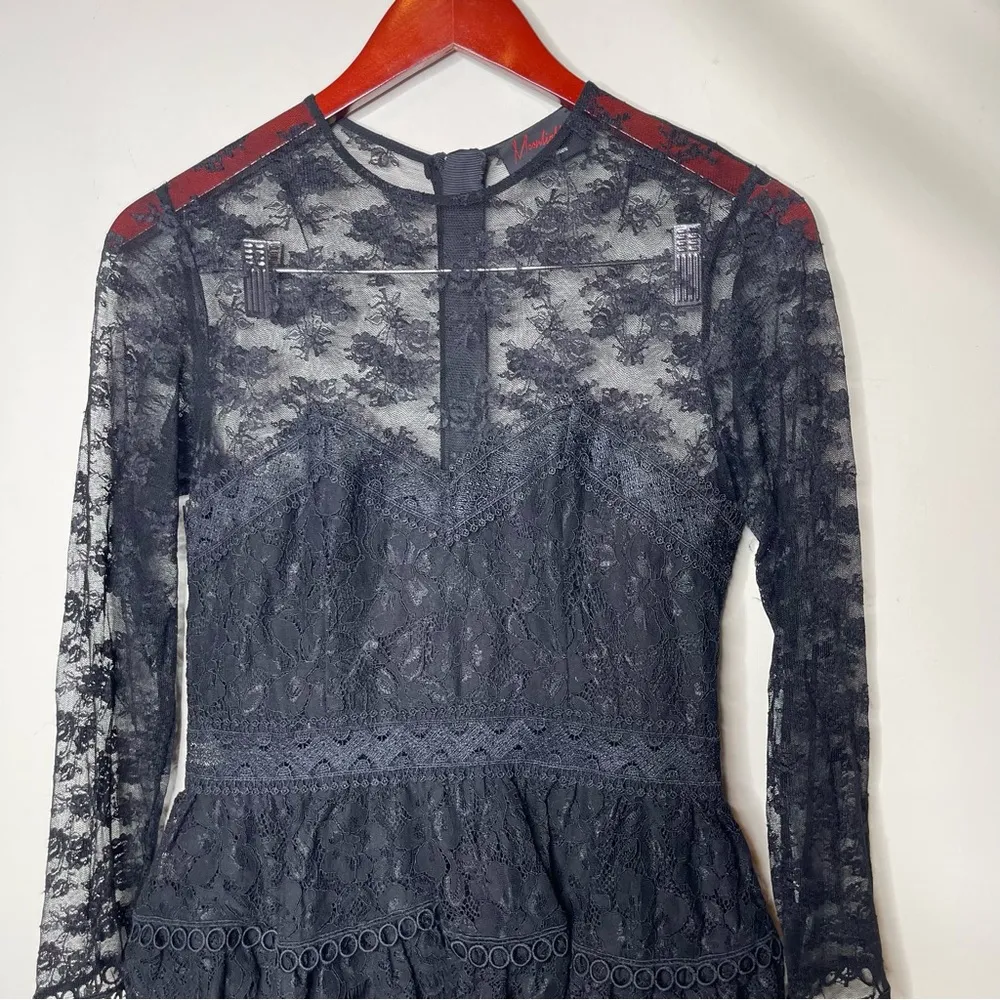 The Kooples Moonlight New Cabaret Lace Embroidered Dress Black Size 34 US 2 XS - Image 5