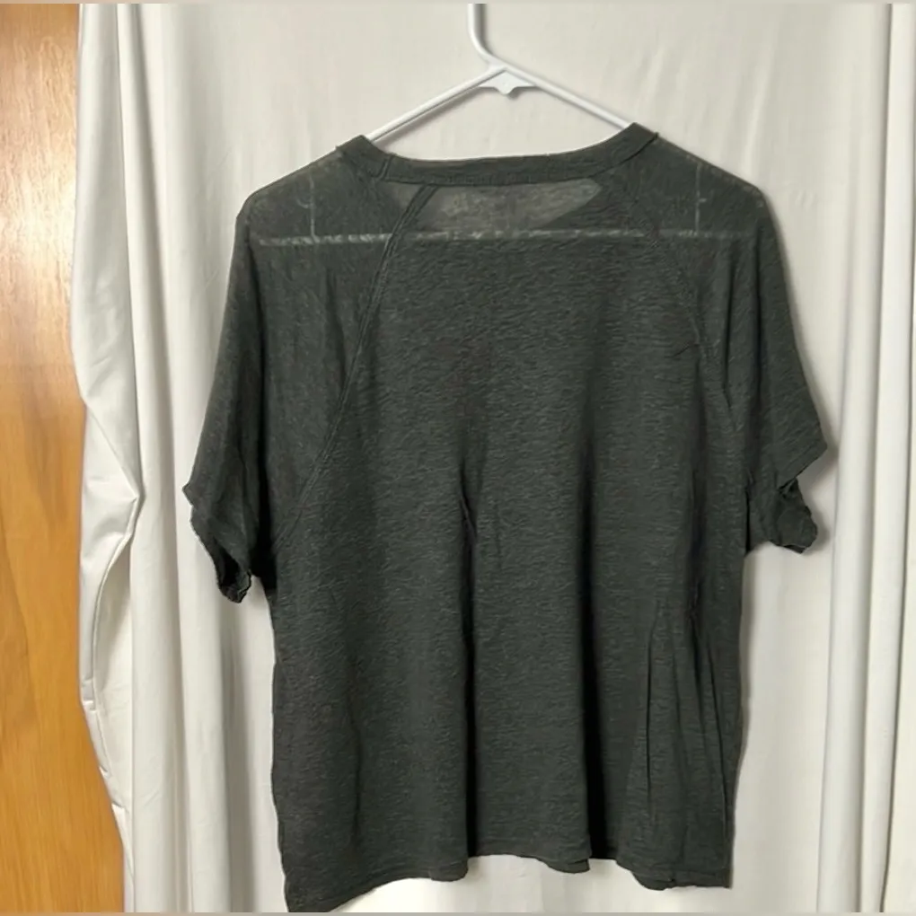 Aerie Oversized Women's Heathered Black Pocket Tee Size Small - Image 4