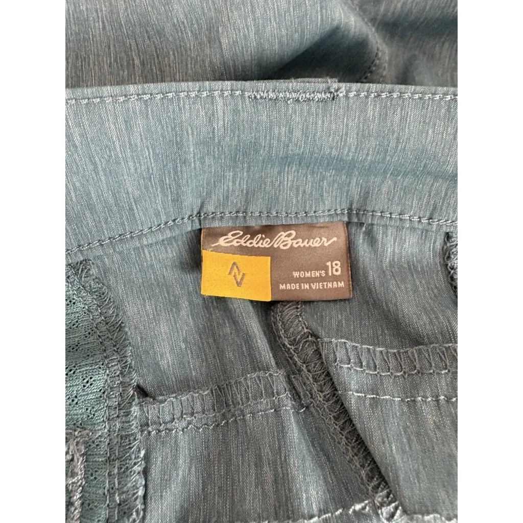 Eddie Bauer Capri Pant Women Plus 18 Teal Outdoor Activewear Hiking Casual Trail - Image 3