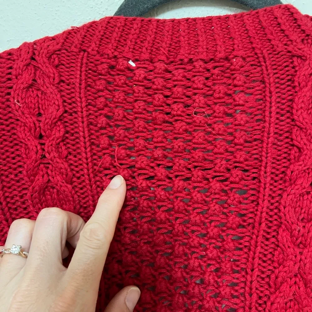 Land’s end crochet cardigan bright red cardigan women’s small - Image 8