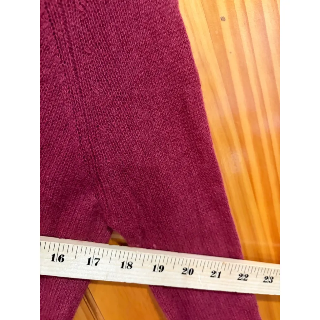 Enza Costa 100% Cashmere V Neck Sweater Burgundy Red Size XS Soft Luxe Knit - Image 8