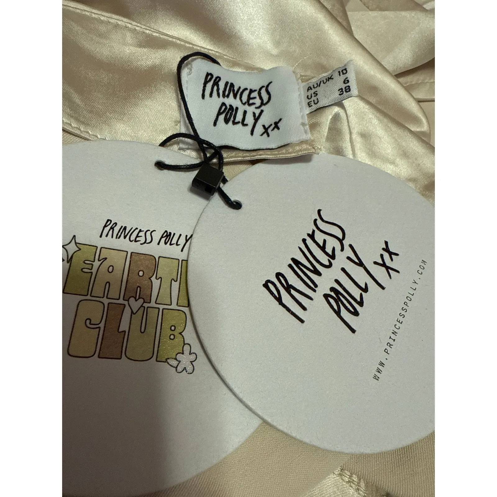 NEW Princess Polly Beige Silk Satin Asymmetric Midi Straight Pencil Slip Skirt 6 - Image 4