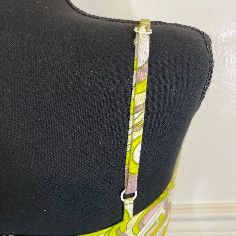 ASOS DESIGN knot front cut out mini sundress 60s swirl print lime green Pucci - Image 9