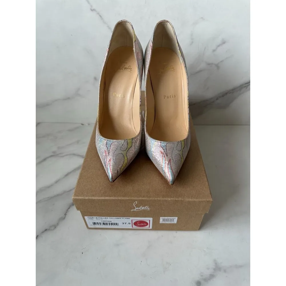 CHRISTIAN LOUBOUTIN Pigalle 109 Lurex Flame Heels Size 37.5 - Image 3