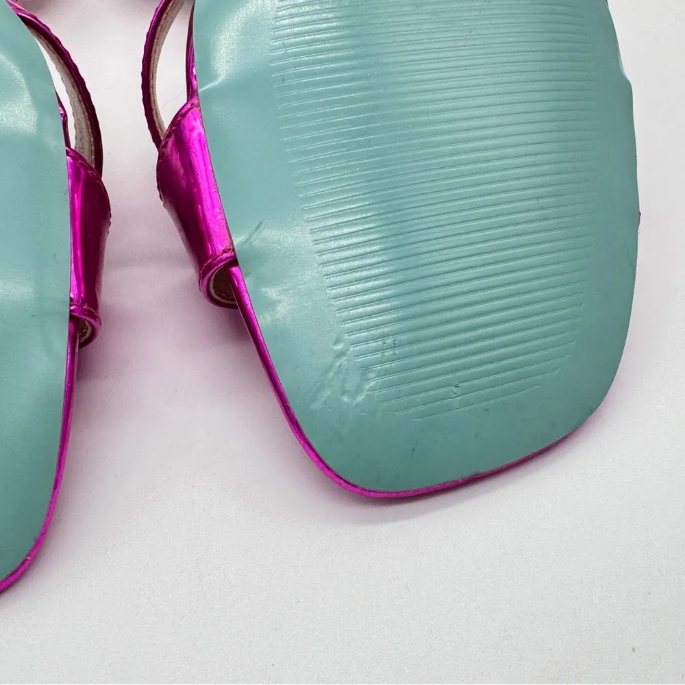 Betsey Johnson Women's Sb-Bell Heel Fuchsia Parent Silver Strappy Dressy Sandals - Image 8