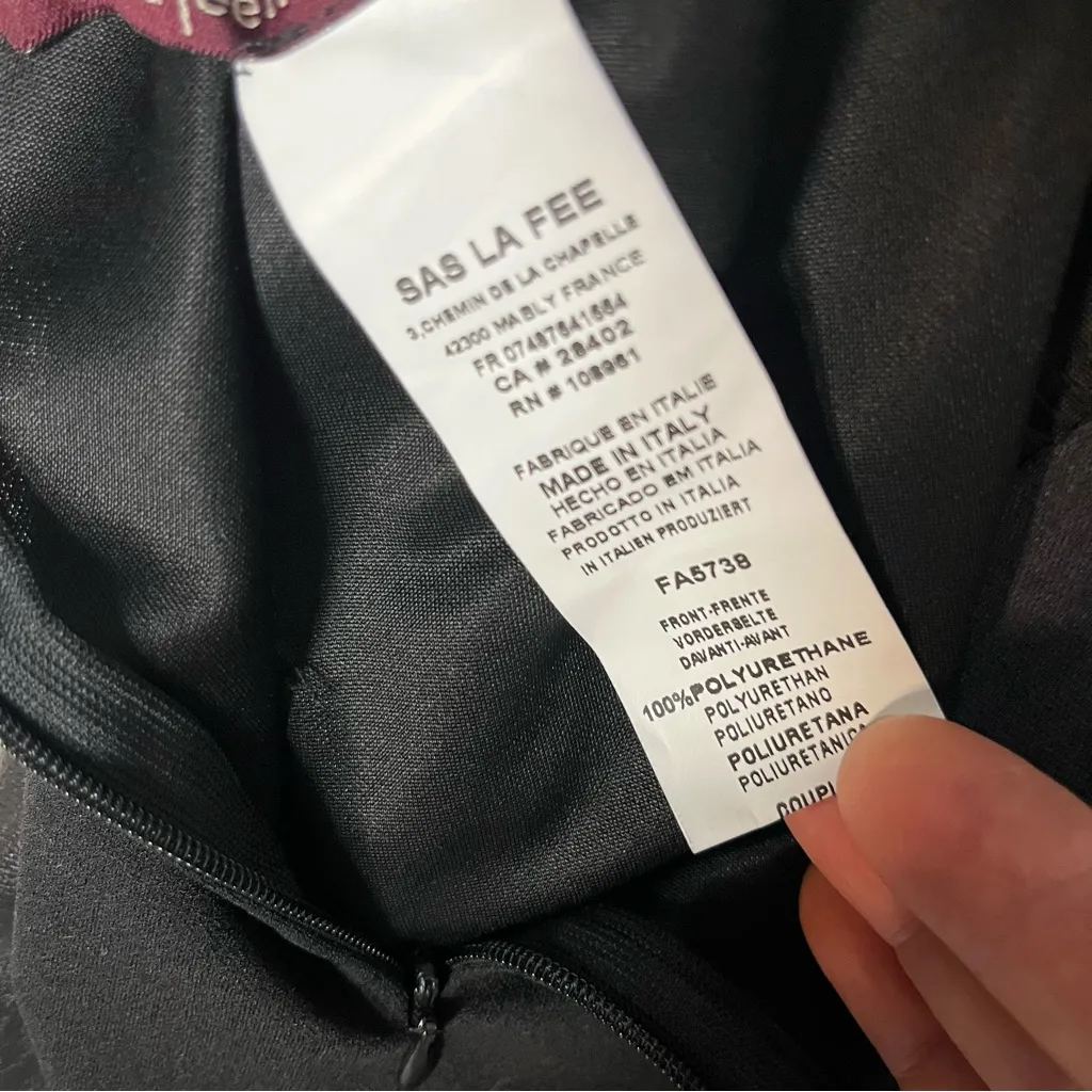 LA FEE MARABOUTEE Black Pencil Skirt Faux Leather Stretch Knit Pockets Size 36 - Image 9