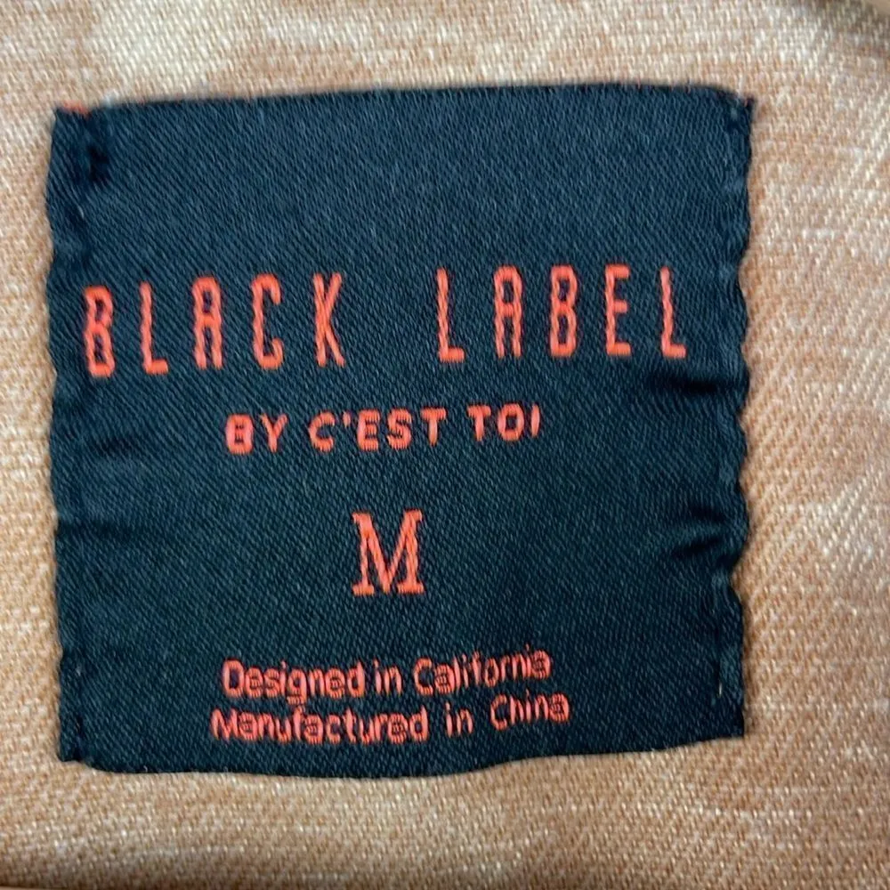 Black Label by CEST TOI Denim Button Down Acid Wash SHACKET Frayed Hem Medium - Image 10